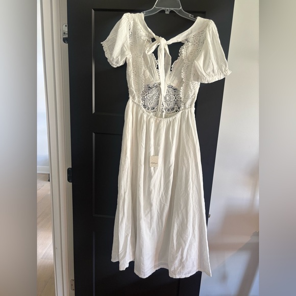 Free People All You Need Is Lace Midi Dress White Ivory Maxi Sundress Boho NWT - Picture 8 of 12
